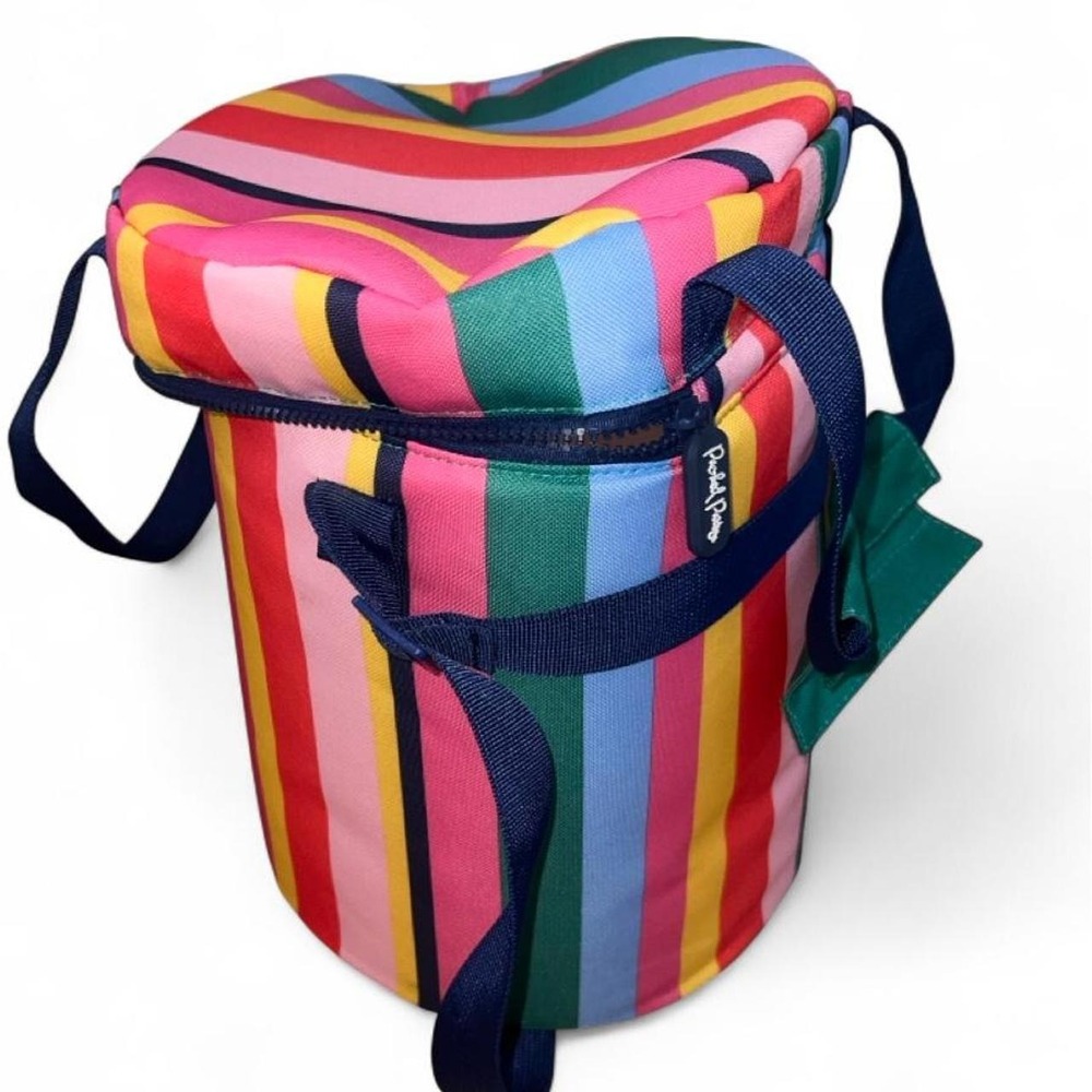 NWT Packed Party Rainbow Striped 5 Wine Bottles or 18 Can Soft Side Cooler Bag